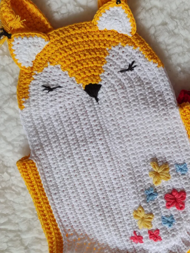 Crochet Pattern Baby Romper Fox or Squirrel, sizes Newborn to 12 months