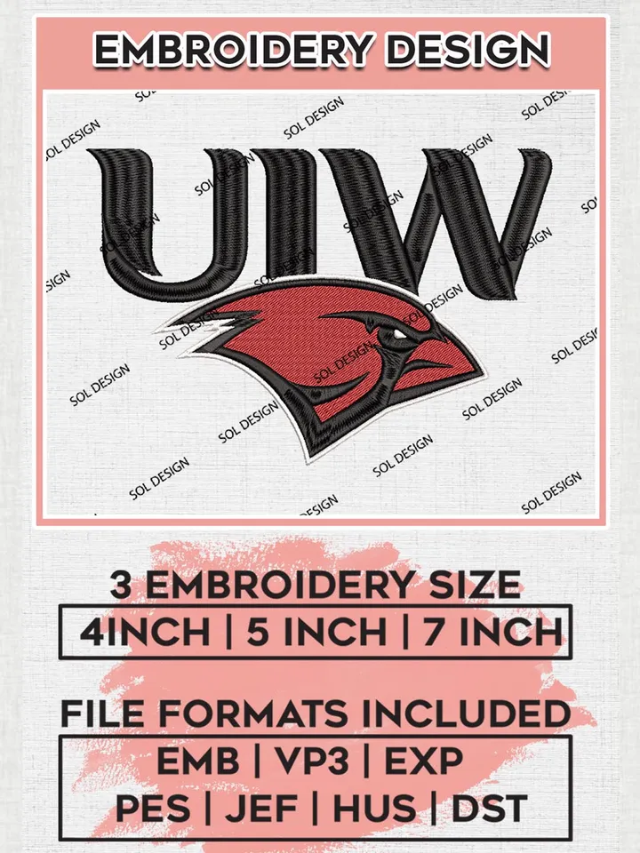 UIW Cardinals Team Mascot Logo Machine Embroidery Design, NCAA Incarnate Word Cardinals Team Design Design files, NCAA Team Embroidery Designs, NCAA Machine Embroidery Designs, Digital Download
