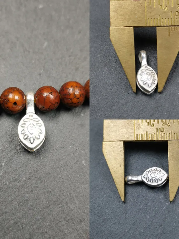 Gandhanra Handmade Tibetan Buddhist Mala Counter Clips,Bum Counter Clip for Prayer Beads,Made of Sterling silver