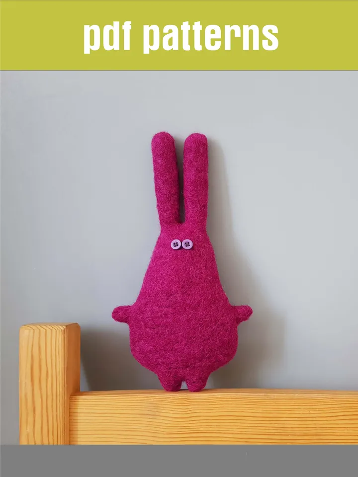 Pink Rabbit sewing pattern pdf, digital tutorial in english, Diy plush toy