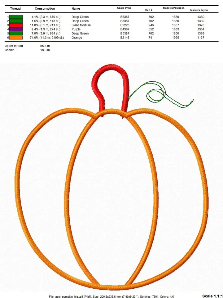 Pumpkin applique 2 Styles Embroidery Design