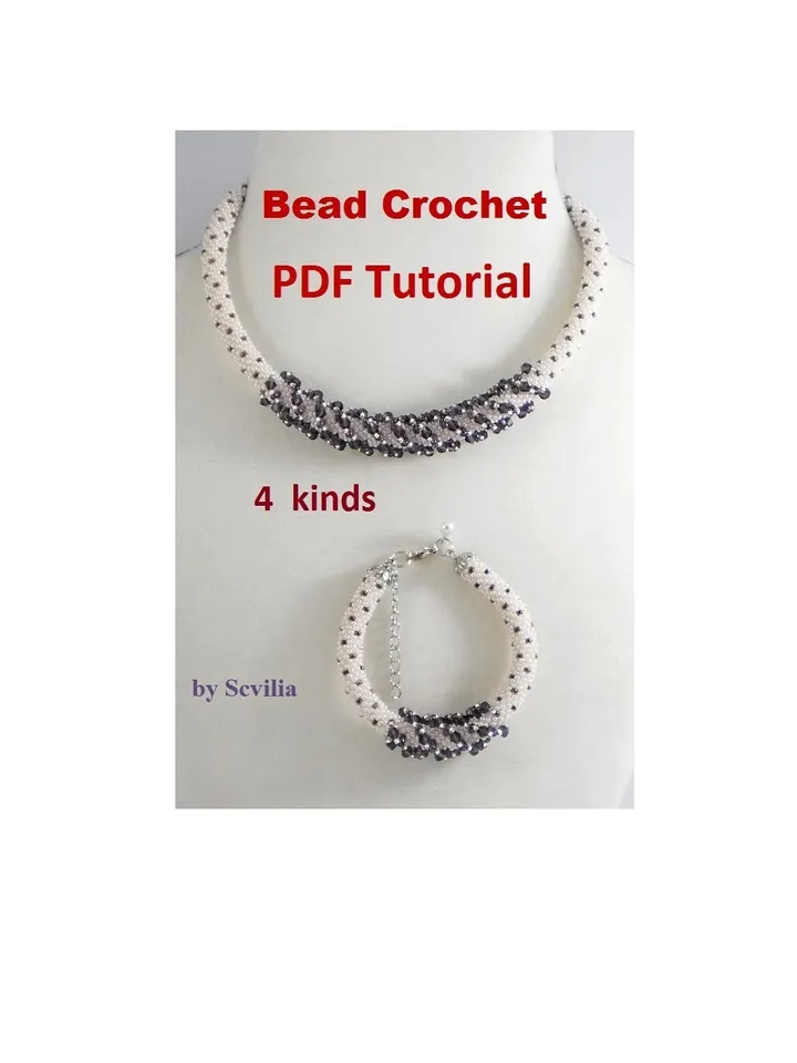 Bead crochet rope pattern for beading «Secret» necklace and bracelet 4 kinds, Tutorial, DIY, beading, Instant Download, PDF fail