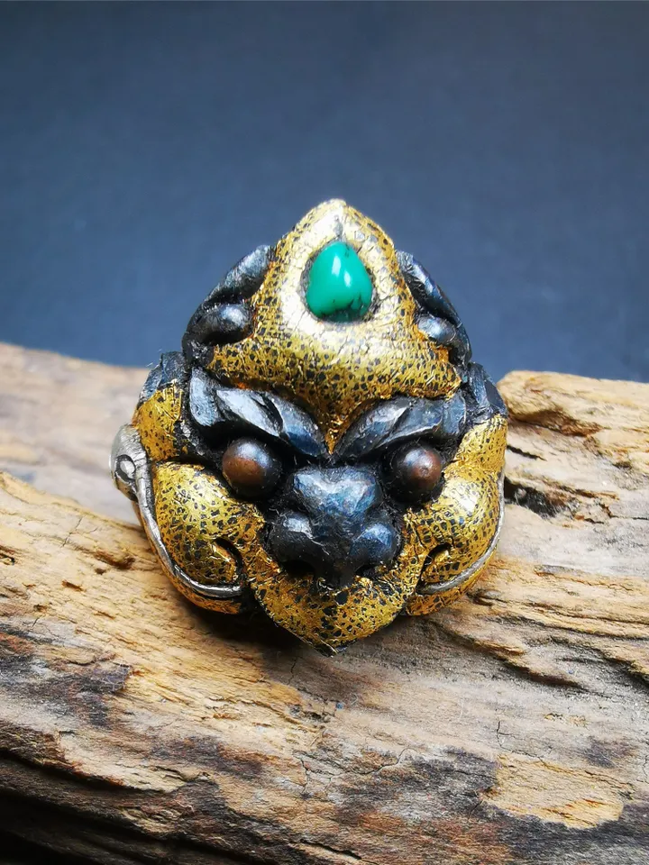 Gandhanra Unique Handcrafted Men's Ring, Tibetan Buddhist Garuda Ring,Made of Pure Gold Filled and Silver Filled,Protection Jewelry