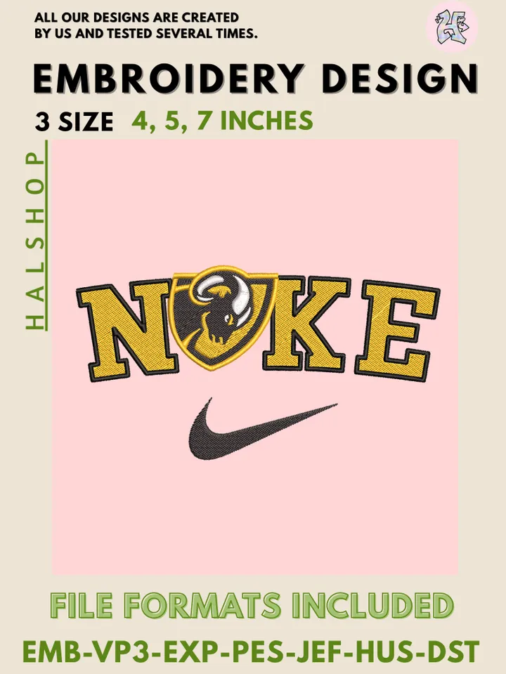 NCAA VCU Rams Nike Logo Embroidery Designs | Machine Embroidery Files | 3 Sizes, 6 Formats | NCAA College Team Design