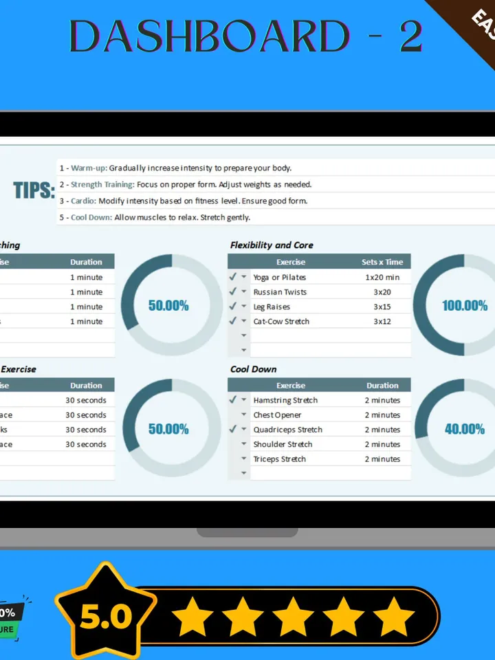 Fitness Workout Template, Editable Google Sheets, Digital Download for Personalized Fitness Planning & Progress Tracking