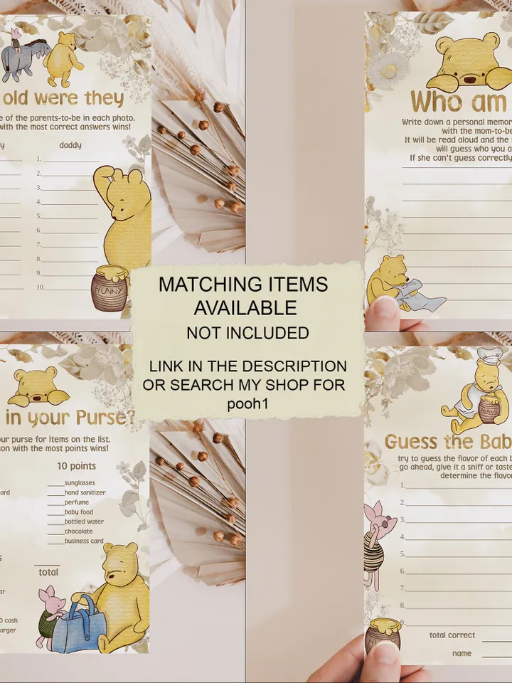 Classic Winnie Pooh Baby Shower Invitation Set; Neutral Baby Shower Template; Wizard Baby Shower Invite; Honey Bear Invite Winnie Pooh pooh1