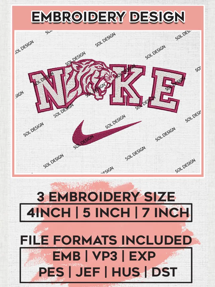 Nike Texas Southern Tigers Machine Embroidery Design, NCAA Texas Southern Tigers Embroidery Design files, NCAA Embroidery Designs, NCAA Machine Embroidery Designs, Digital Download