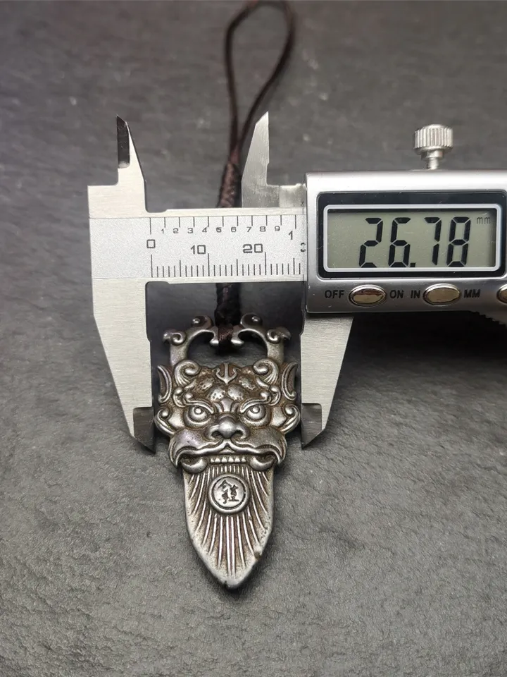 Gandhanra Handmade Tibetan Buddhist Amulet,Kirtimukha Pendant,Bhoma,Banaspati,Mouth of Kala,Made of Cold Iron,1.97&quot; × 1.0&quot;