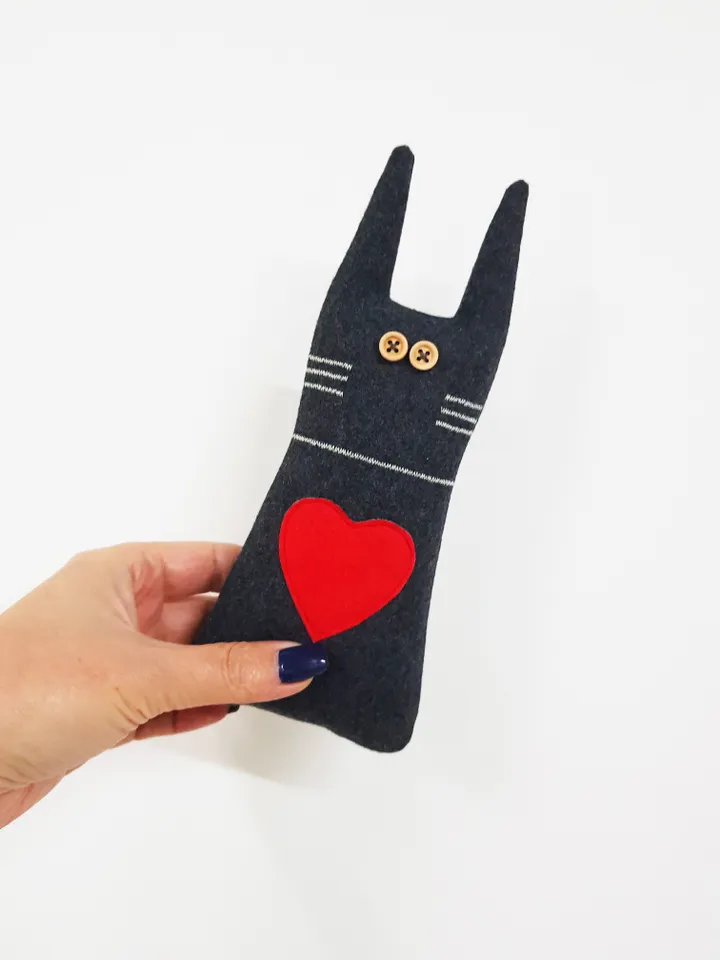 Animal dolls patterns PDF for sewing black cat and rabbit, Halloween doll diy, Stuffed animals sewing patterns