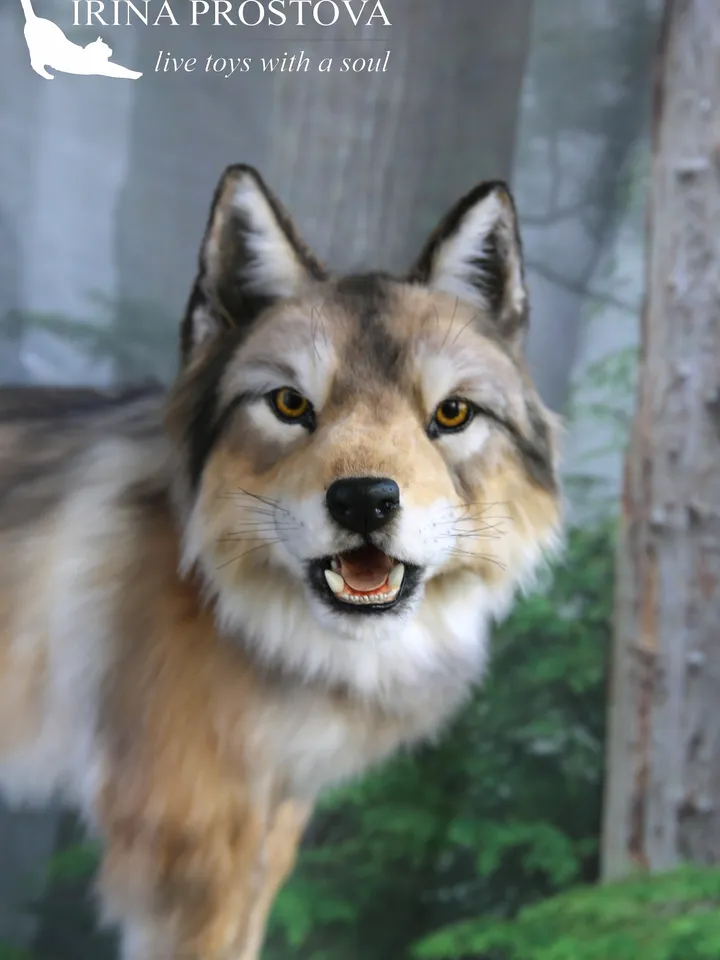 Wolf family. Realistic plush animals. Ooak toy. Wolf stuffed toy