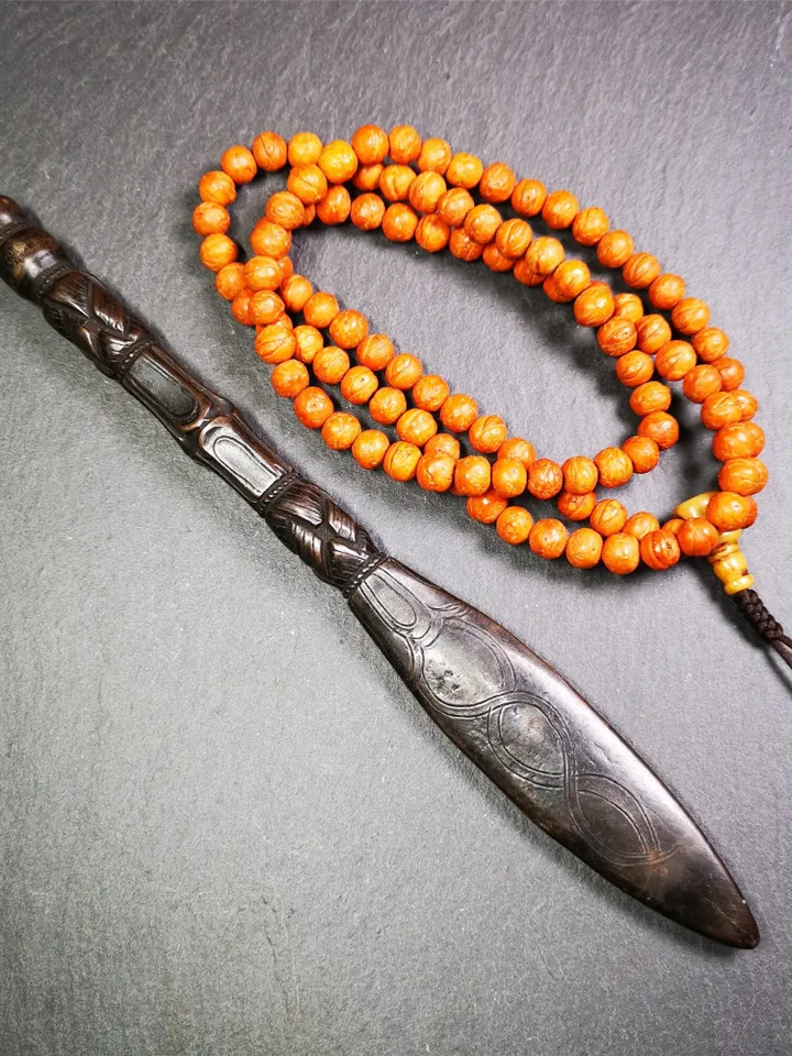 Gandhanra Handmade Tibetan Buddhist Ritual Implement - Kila -Dorje Phurba,Black Manjusri Sword,Made of Cold Iron inlaid with Copper, 9"