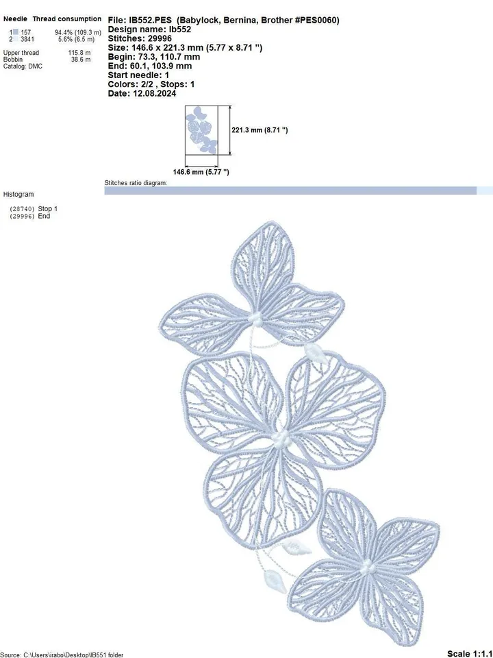 Machine embroidery design &quot;Frosty flowers&quot;