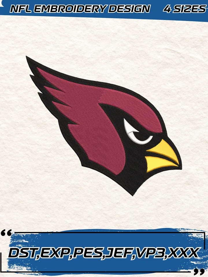 Arizona Cardinals Embroidery Design,NFL Logo Embroidery Design,Machine Embroidery Design File,4 Sizes, Digital Download
