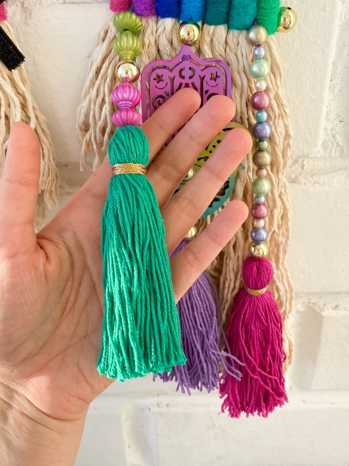 Unique birthday gift, Hamsa hand with evil eye wall decor, Macrame rainbow wall hanging, sun catcher crystal