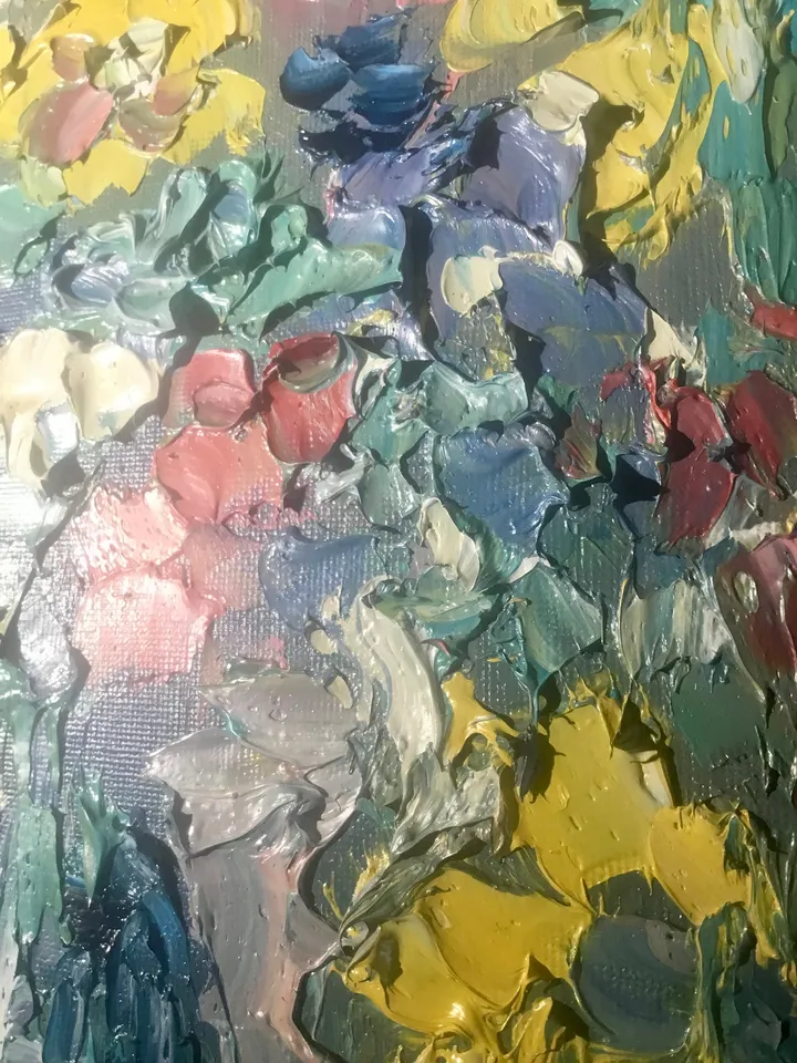 Original oil impasto style textured diptych, set of 2 impressionistic floral painting on canvas,oil painting wall art,unique gifts