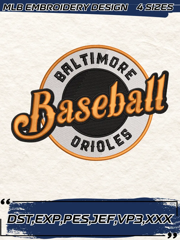 Baltimore Orioles Embroidery Design,MLB Embroidery Design,Machine Embroidery Design File,4 Sizes, Digital Download
