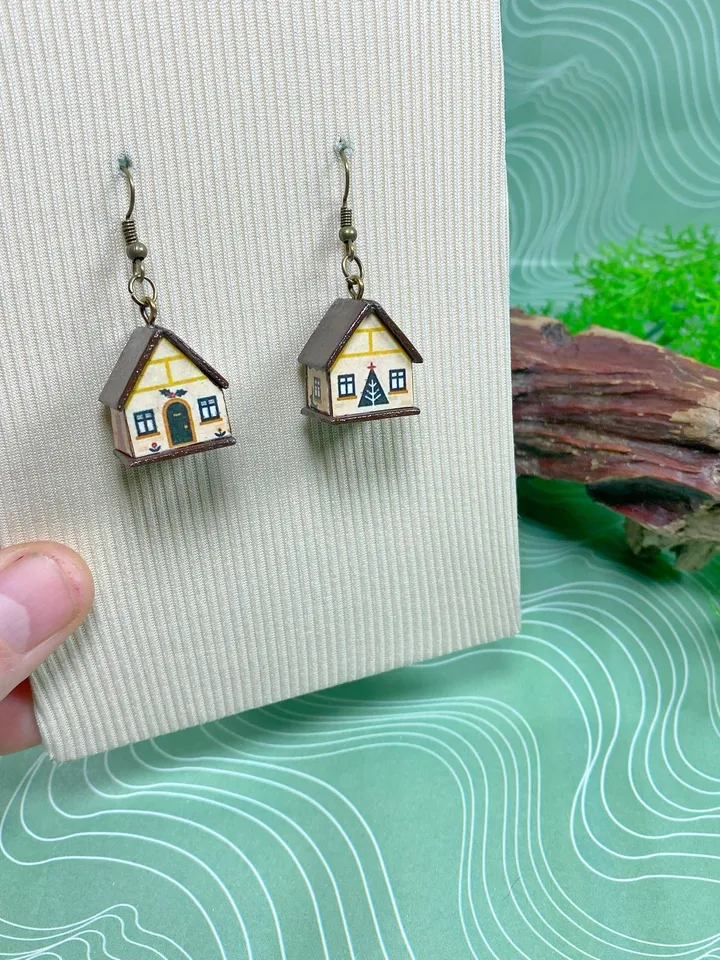 House earrings. Interesting handmade earrings.