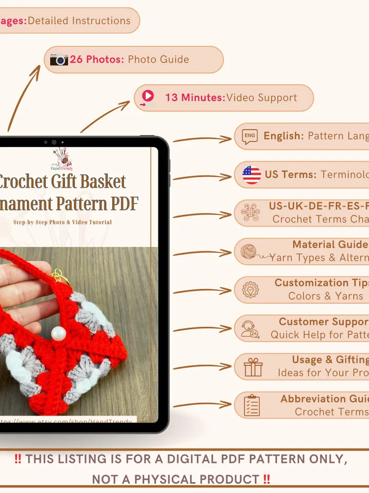 Easy Crochet Granny Square Pattern PDF, Simple Small Square Tutorial for Baby Blankets, Tote Bags, Shawls, or DIY Accessories