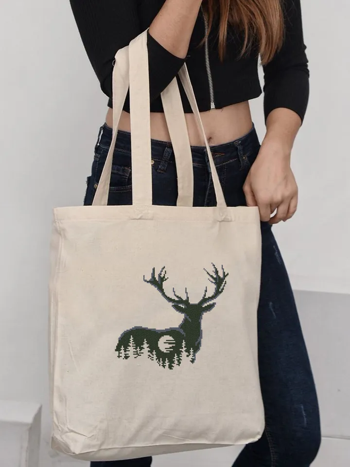 Deer silhouette cross stitch pattern download PDF Nature cross stitch chart, Deer hand embroidery PDF, Easy stitch beginner, Home decor #L52