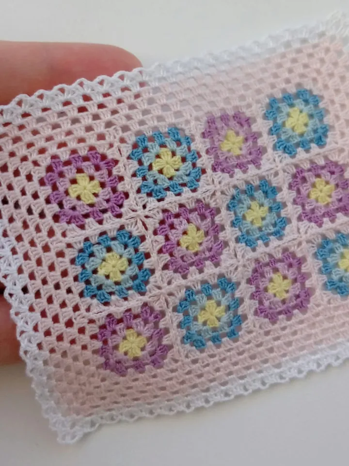 Miniature Blanket in Pink, Lilac and Blue