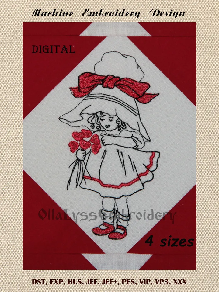 Valentine Sunbonnet embroidery design