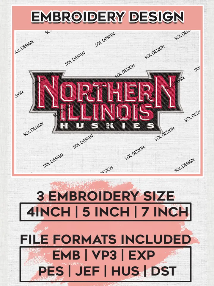 NIU Huskies College Football Team Wordmark Logo embroidery designs, NCAA Northern Illinois Huskies Logo Machine embroidery designs, NCAA Team Logo embroidery designs, NCAA Game Day Machine embroidery designs, Digital Download