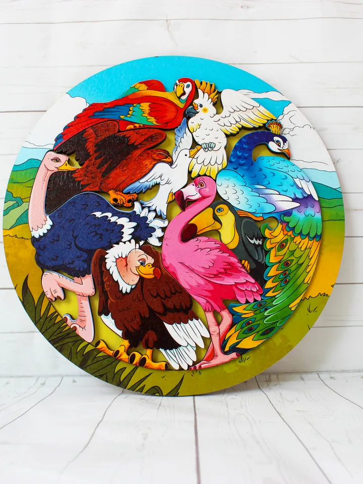 Wooden Puzzle - birds, Baby Toys Age 2 3 4 5 year, Wood Montessori Board game