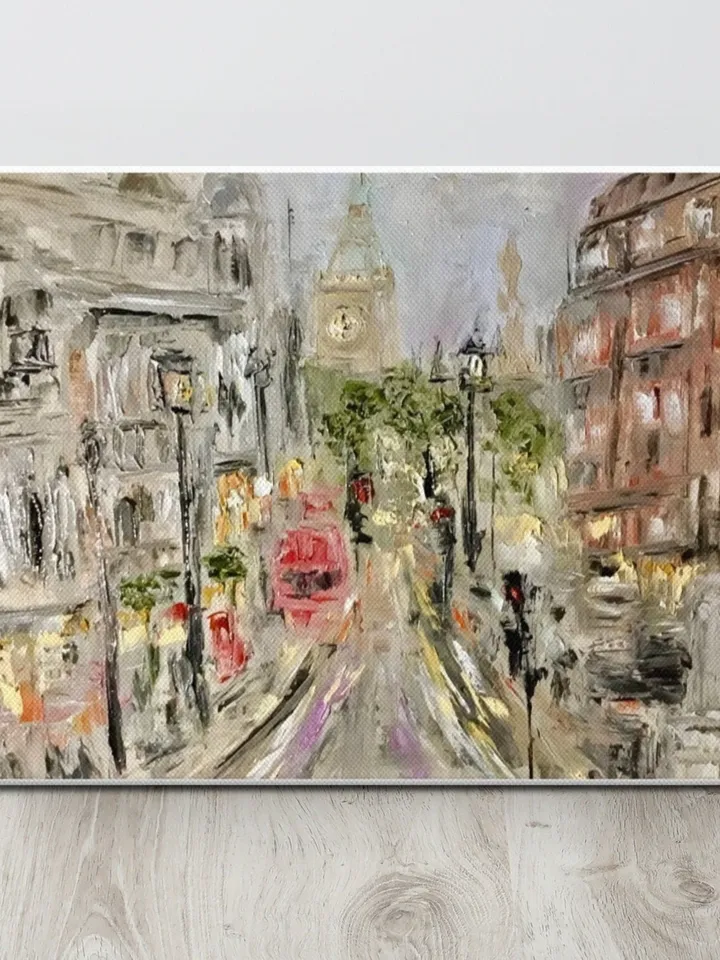 Canvas print of the streets of London,Big Ben,home decoration,wall art,England,UK painting.