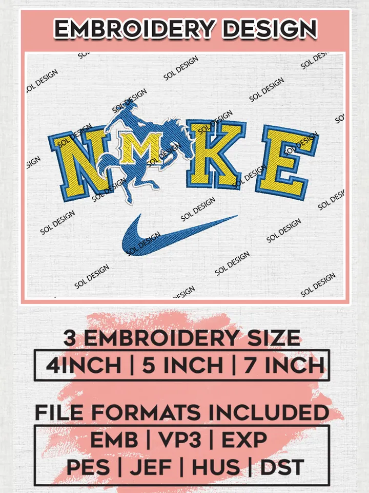 Nike McNeese Cowboys Machine Embroidery Design, NCAA McNeese Cowboys Embroidery Design Design files, NCAA Embroidery Designs, NCAA Machine Embroidery Designs, Digital Download