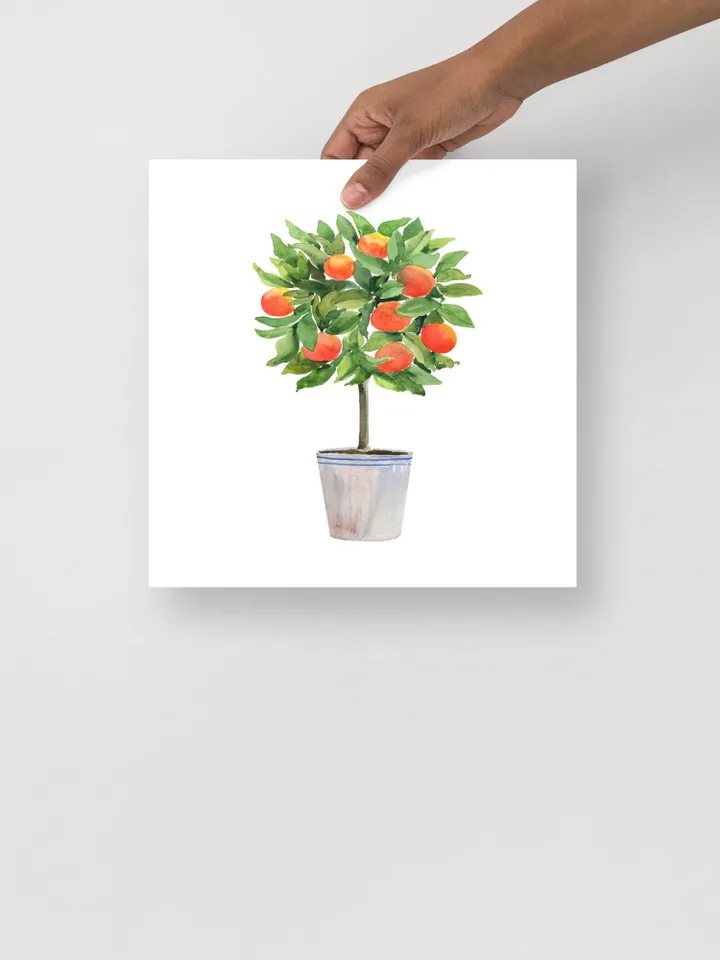 Orange Citrus Tree Watercolor Painting Print, Topiaries Print, Kitchen Fruit Print, Citrus Tree, Orange Fruit Art Print, Orange Plant Poster