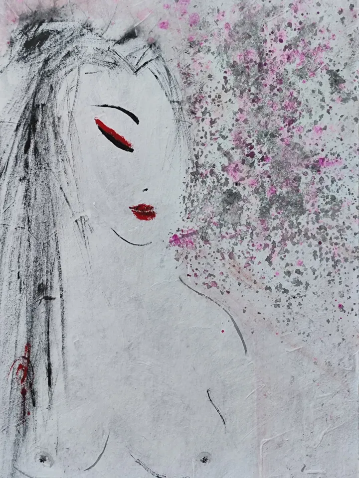 Naked woman painting Original art Wabisabi interior