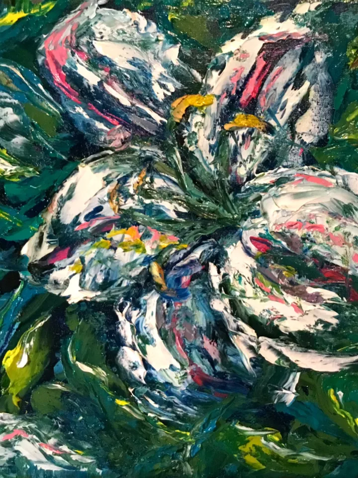 Lilies original oil painting on stretched canvas , flowers impasto painting ,home decoration made to order.