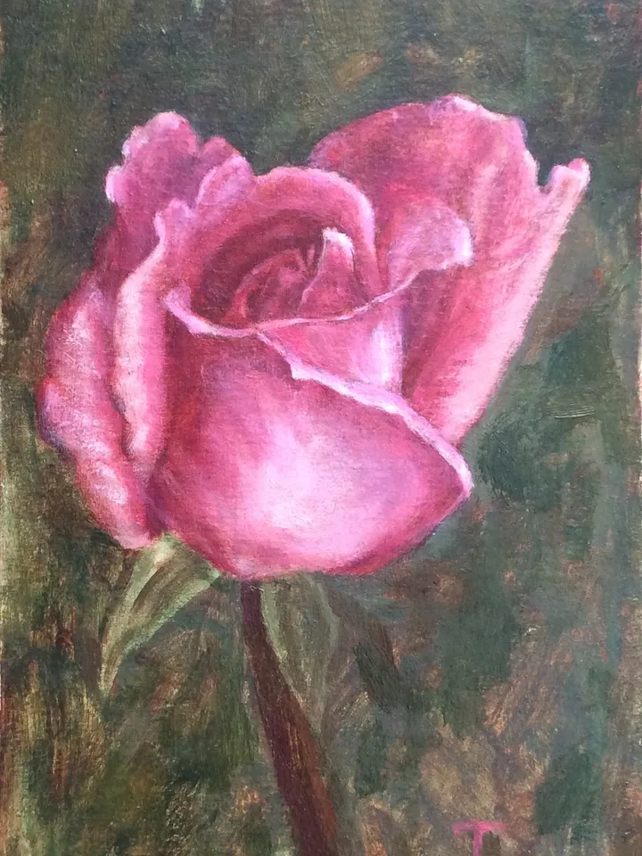 "Rose" oil small painting flower stilllife original wall art picture artwork floral