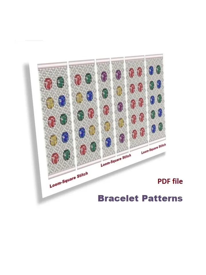 Cuff Bracelet Loom Stitch - Square Stitch Bead Patterns, Bracelet Beading Patterns, Bead loom pattern Instant Download