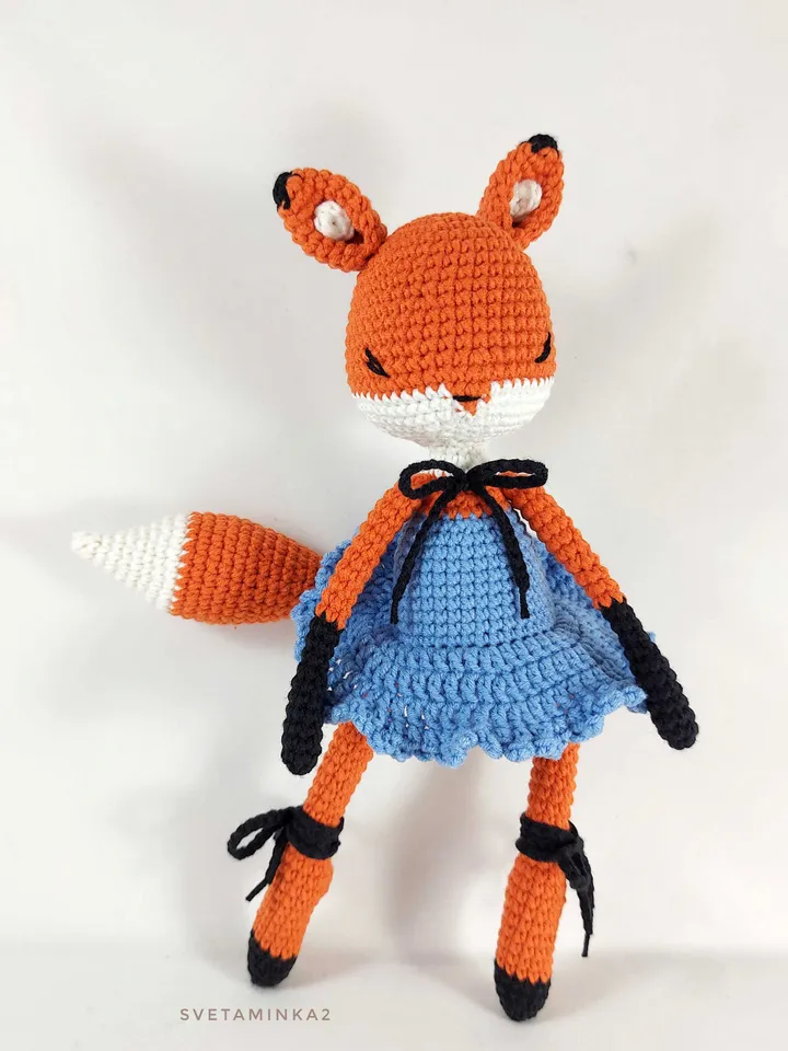Crochet Fox Pattern. Amigurumi Ballerina Doll Fox. Digital Download. PDF.