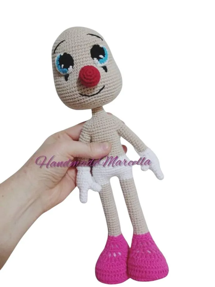 Multicolored Clown Crochet Doll โ 38 cm Handmade Amigurumi โ Neon Hair & Pigtails โ Colorful Gift โ Fun Collectible โ Soft Toy
