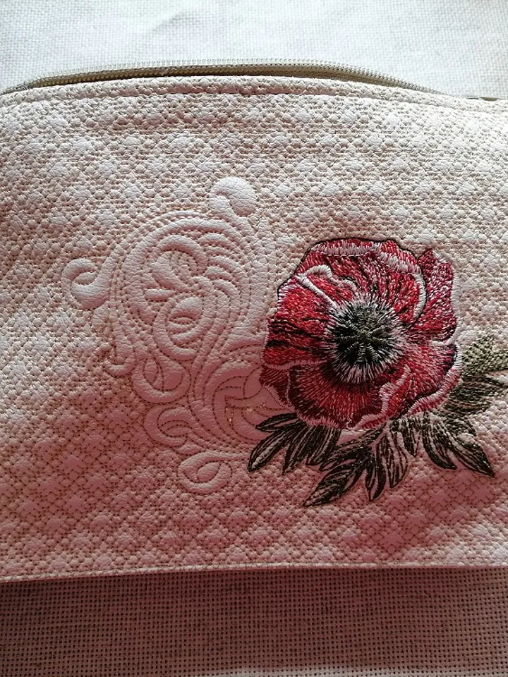 Poppy Cosmetic Bag, Large - 8x12 Embroidery Design