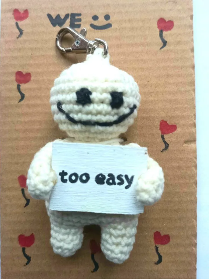 The keychain "too easy" for a bag or keys, a toy in the car interior, a pendant for the rearview mirror