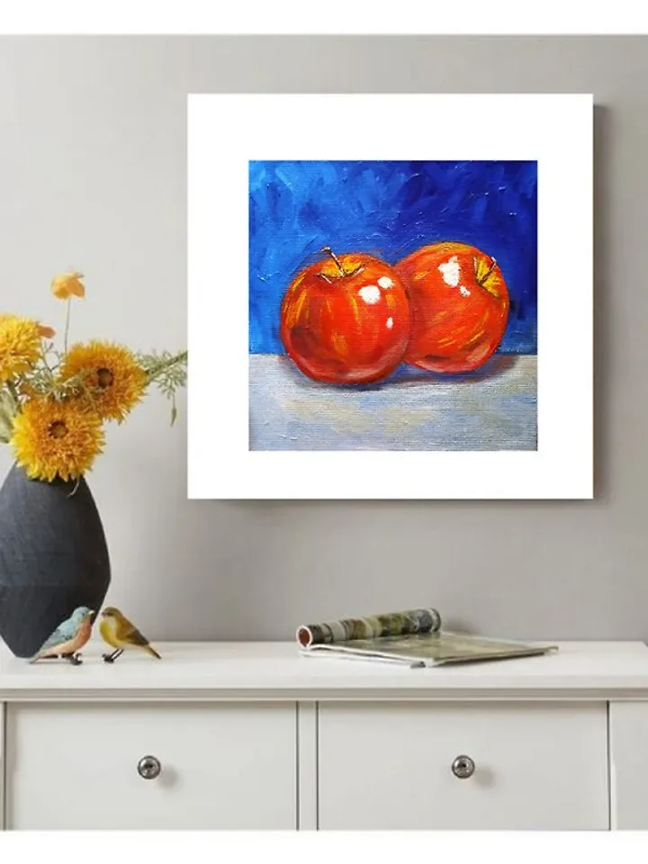 Still Life Bright Red Apples Original Oil Painting Fruit Painting Fruit Art