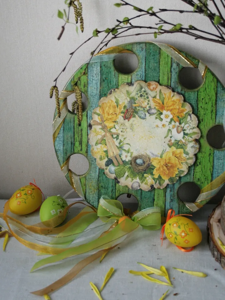 Decorations Happy Easter Handmade Wooden Display Stand Egg Tray