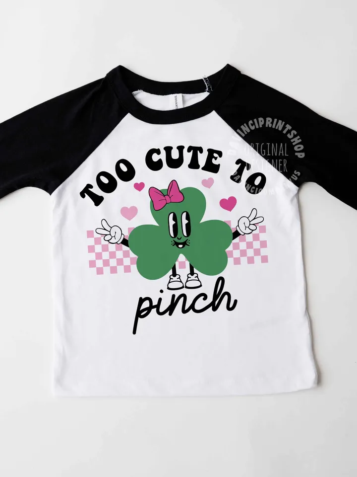 Too Cute To Pinch SVG, Girl St Patrick Day SVG, Shamrock Svg, irish girl svg, Retro Clover Svg, Saint Patricks Shirt, Svg Files For Cricut