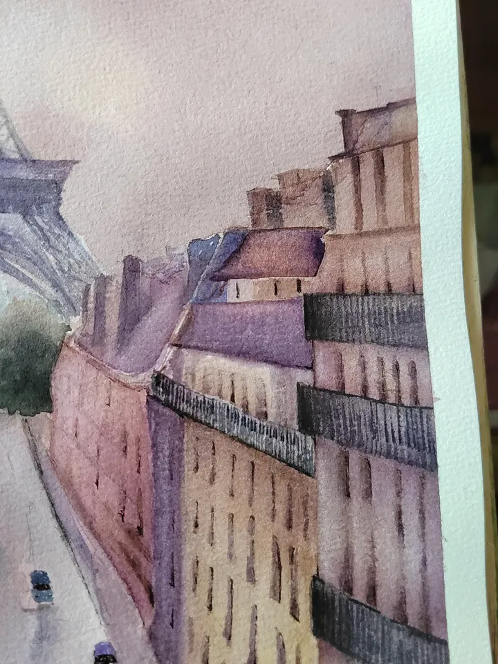 Original Watercolor Painting Urban Landscape Art Paris Artwork Paris Roofs Picture Eiffel Town Art 30x40 cm by SoftWaves