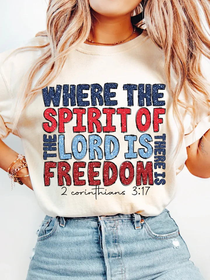 Glitter Where the spirit of the Lord is, there is freedom PNG, Freedom America, christian religious faith, USA 4th July, Independence Day
