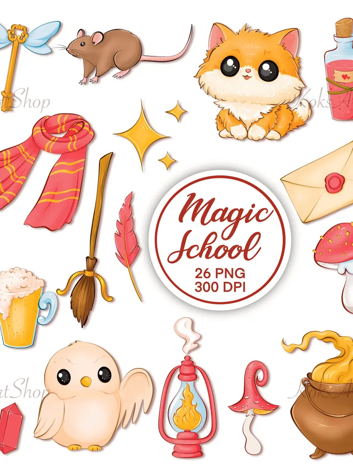 Wizard clipart, wizarding school clipart, magic clipart, magic school clipart, magic clip art, magic stickers, wizard stickers