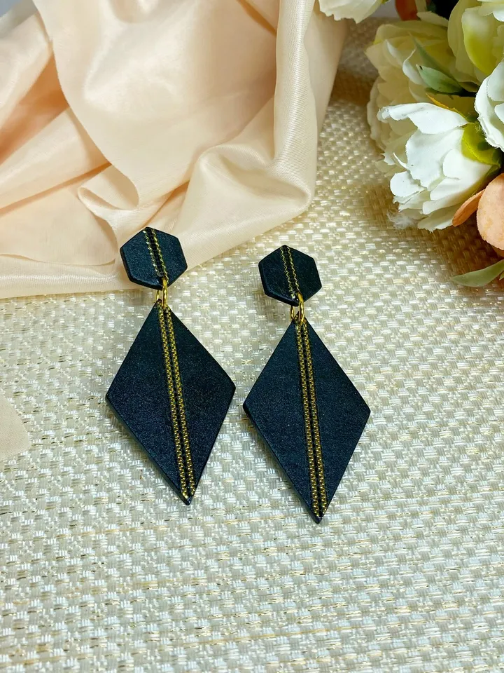 Handmade matte black earrings.