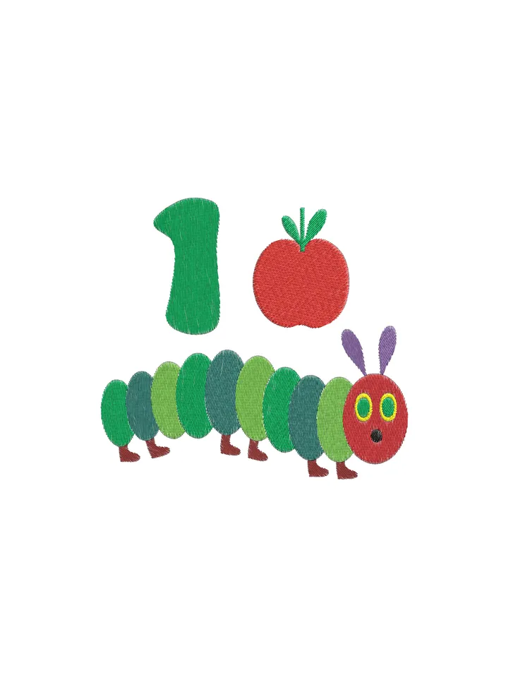 Hungry Caterpillar Machine Embroidery Design,cute machine embroidery design,2 sizes,Instant Download--728