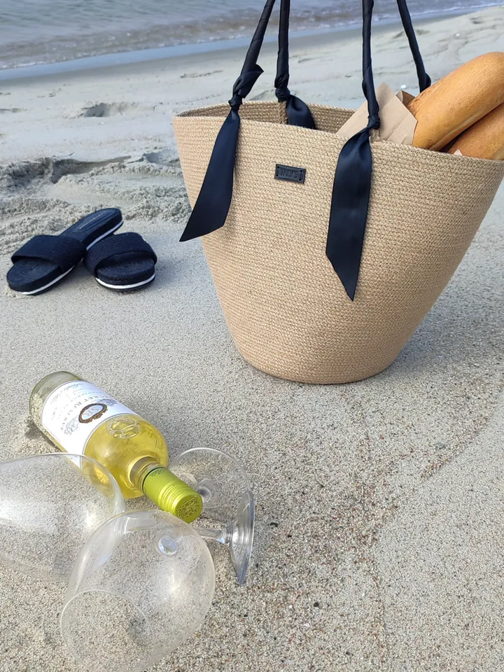 Jute tote bag for market, handmade bag for woman