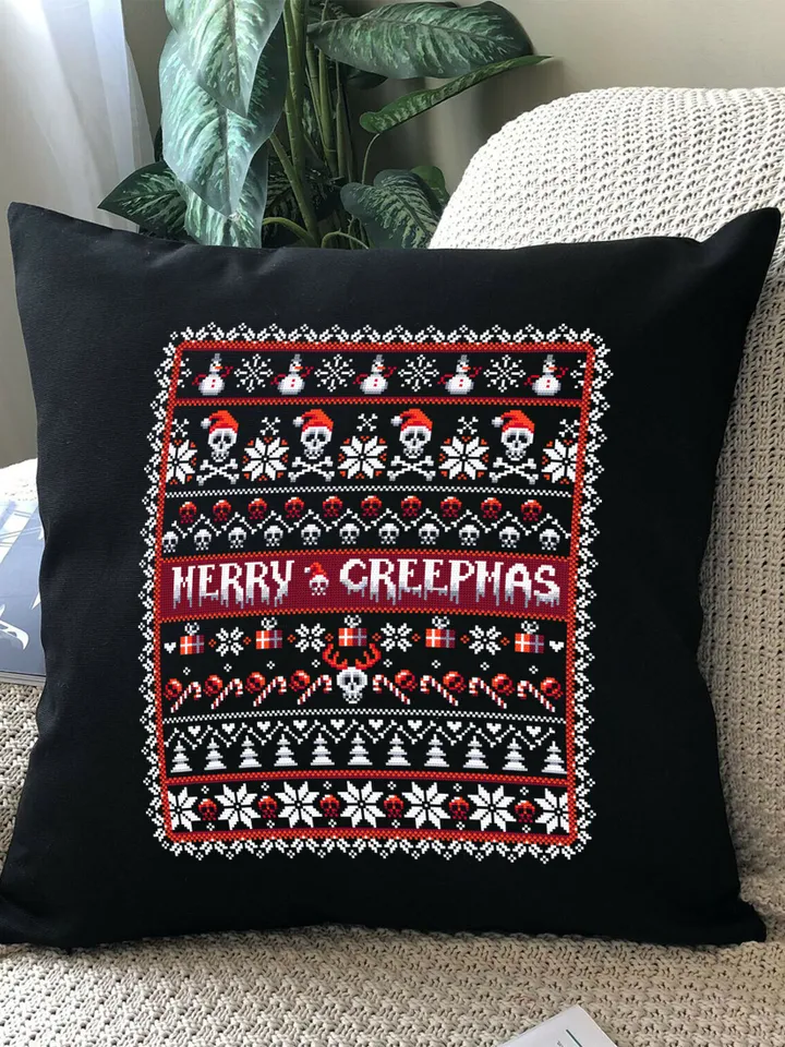 Gothic Christmas cross stitch pattern download PDF, Merry creepmas sampler, Spooky Christmas embroidery PDF, Creepy quaker cross stitch #N76