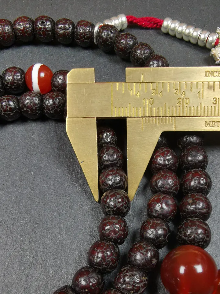 Gandhanra Handmade 8mm 108 Lotus Seed Beads Mala,Barrel Shape Prayer Beads Necklace,Tibeatn Rosary Beads,34" Length