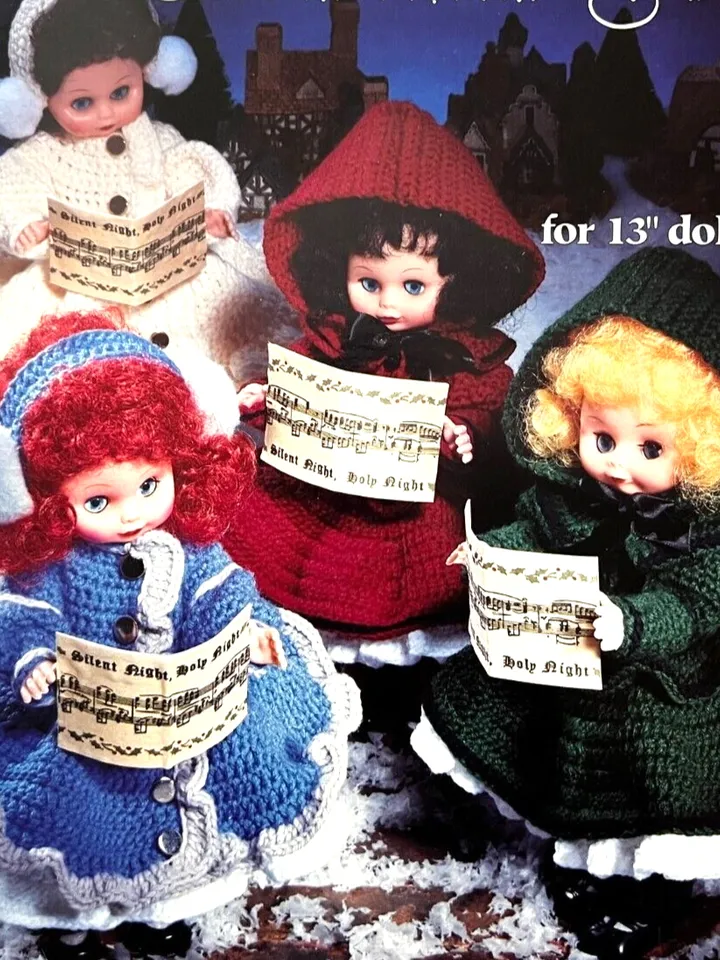 Christmas Dolls Vintage Crochet Pattern PDF Crochet for 13 inches Dolls Carolers